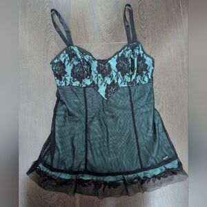 Guess Black and Teal Lace Camisole